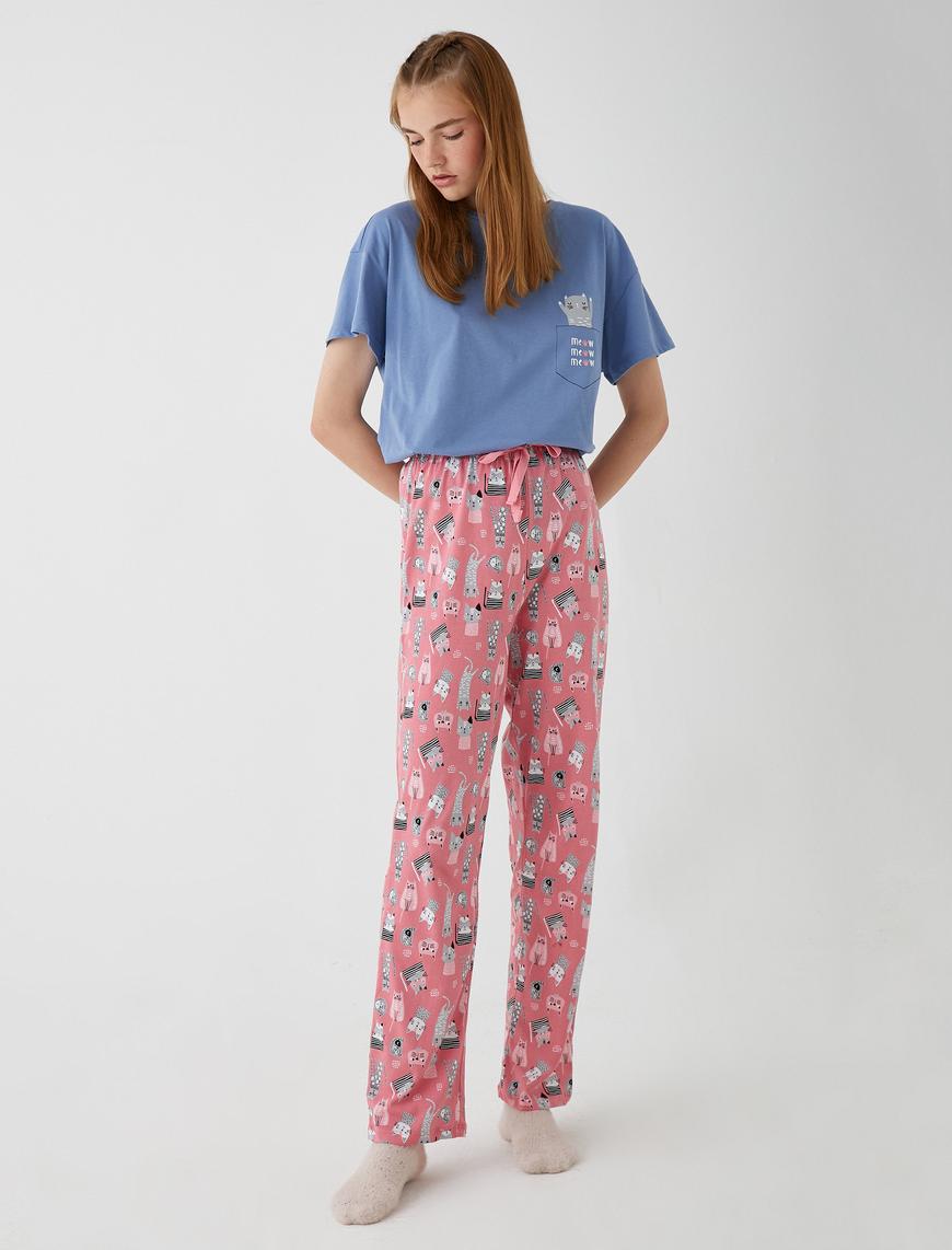   Pamuklu Pijama Takımı Baskılı
