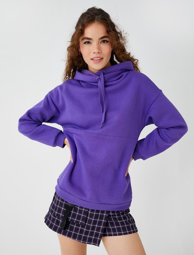  Oversize Kapüşonlu Basic Sweatshirt