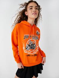 Baskılı Sweatshirt Kapüşonlu İçi Polarlı