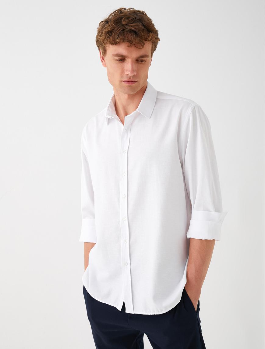   Basic Gömlek Klasik Yaka Uzun Kollu