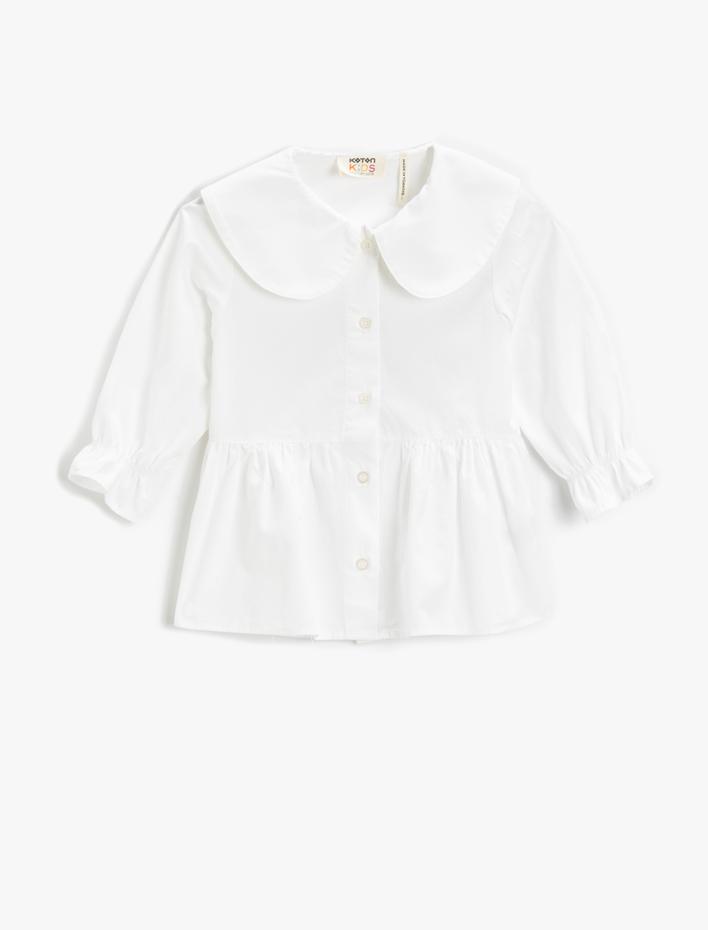 Kız Çocuk Bebe Yaka Gömlek Fırfırlı Pamuklu