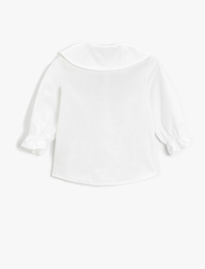 Kız Çocuk Bebe Yaka Gömlek Fırfırlı Pamuklu