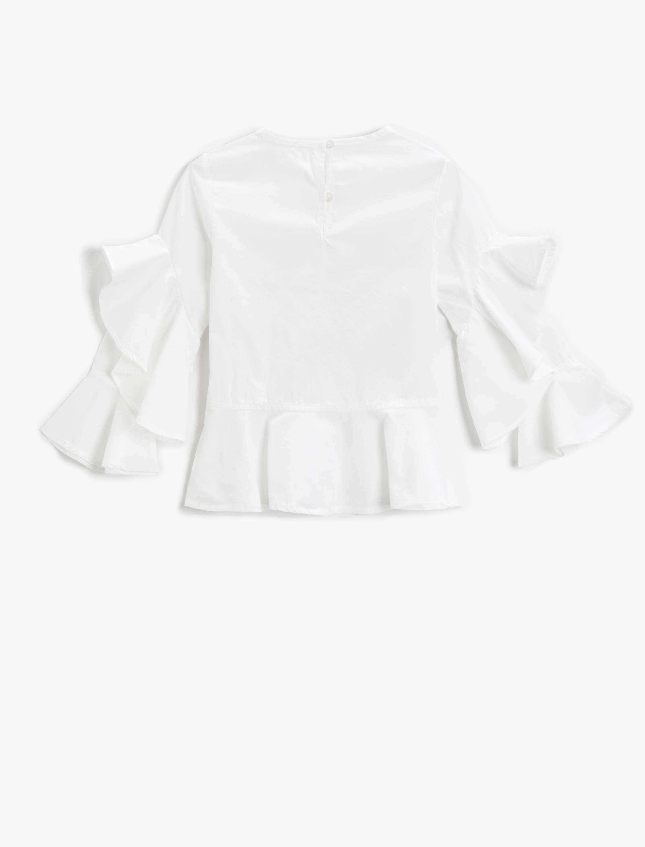  Kız Çocuk Fırfırlı Uzun Kollu Bluz Pamuklu