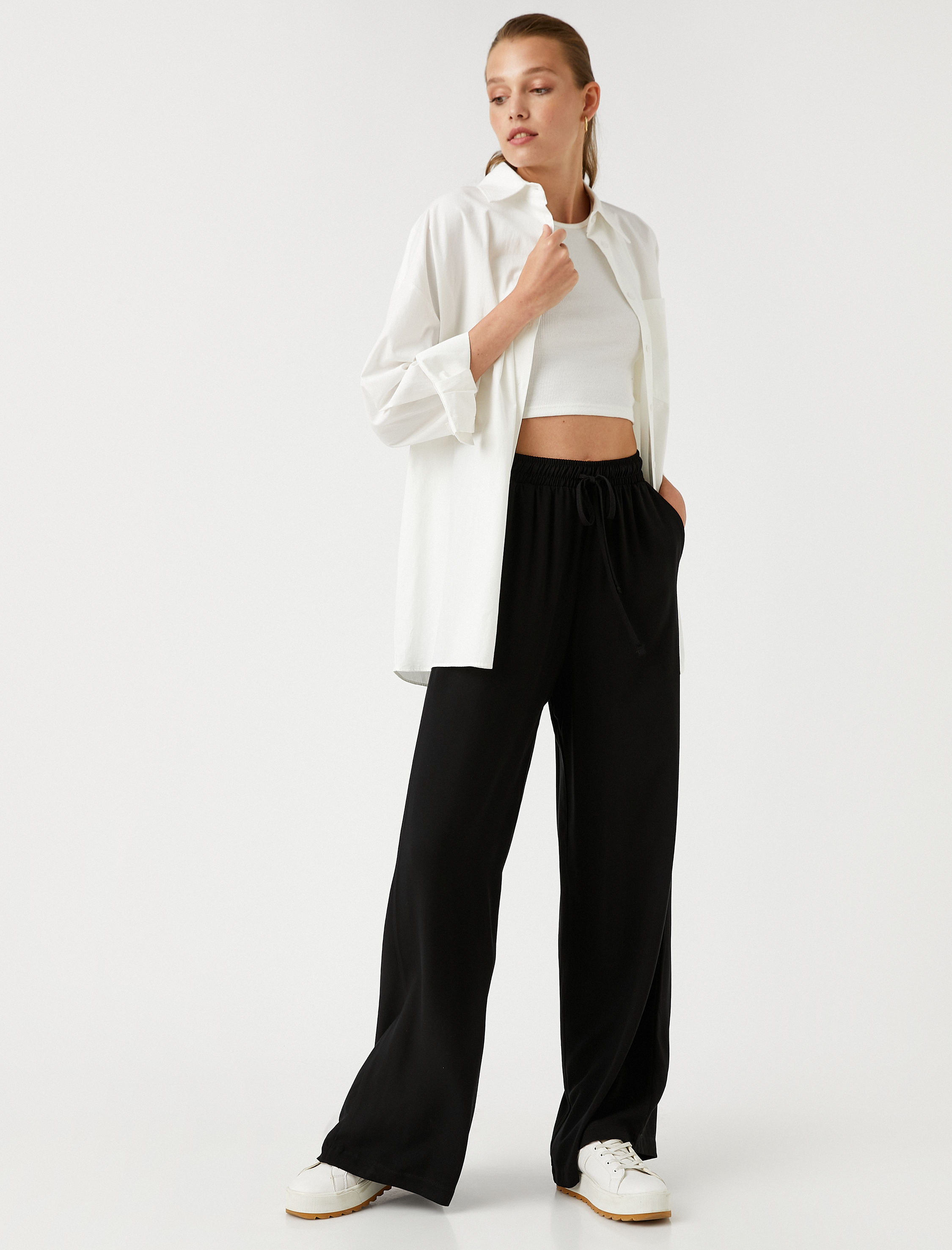   Bol Paça Pantolon Beli Bağlamalı