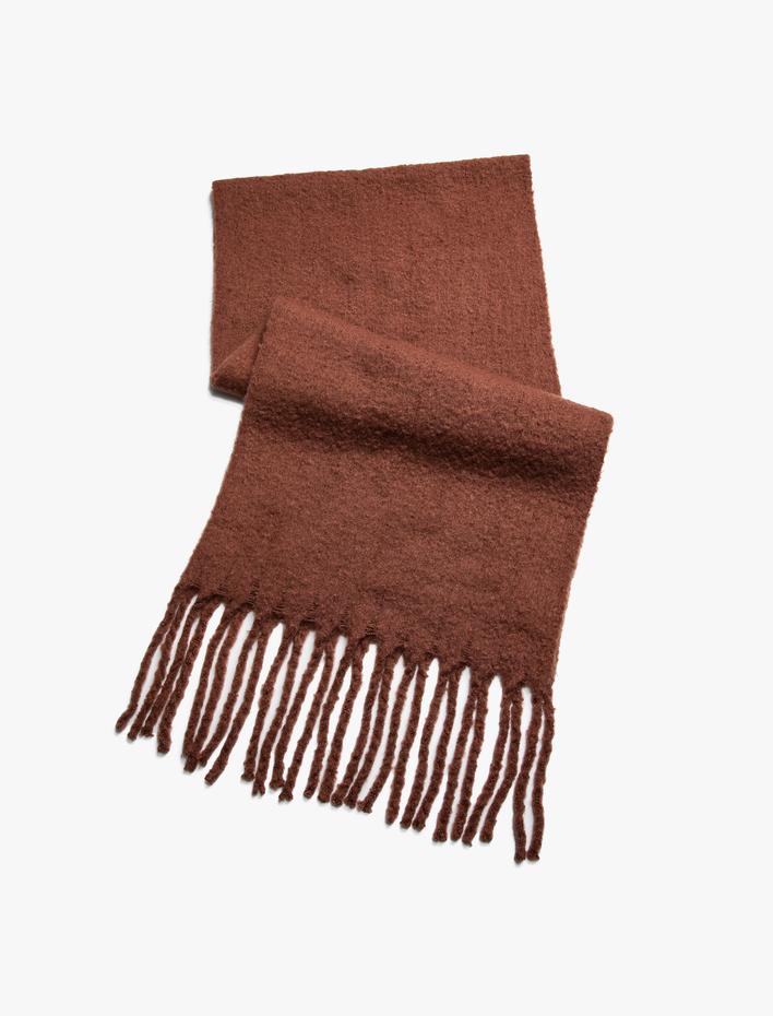 Kadın Püsküllü Triko Atkı