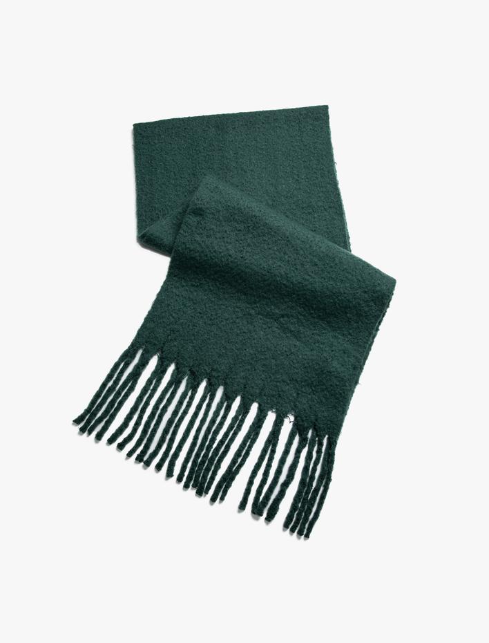 Kadın Püsküllü Triko Atkı