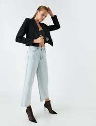 Geniş Crop Paça Kot Pantolon Yüksek Bel - Bianca Crop Jean