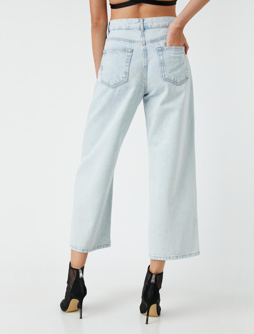   Geniş Crop Paça Kot Pantolon Yüksek Bel - Bianca Crop Jean