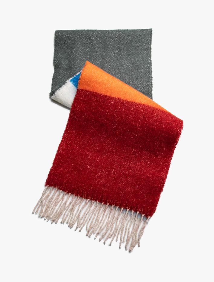 Kadın Şal Püsküllü Çok Renkli