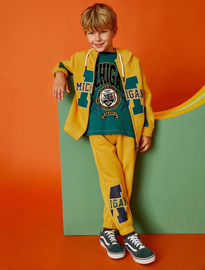 Erkek Çocuk Fermuarlı Kapüşonlu Hırka  Baskılı