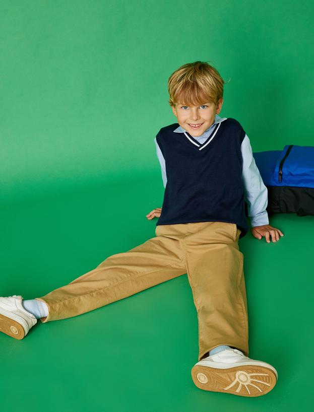  Erkek Çocuk Basic Chino Okul Pantolonu Pamuklu