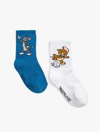 2'li Tom ve Jerry Baskılı Çorap Seti Lisanslı