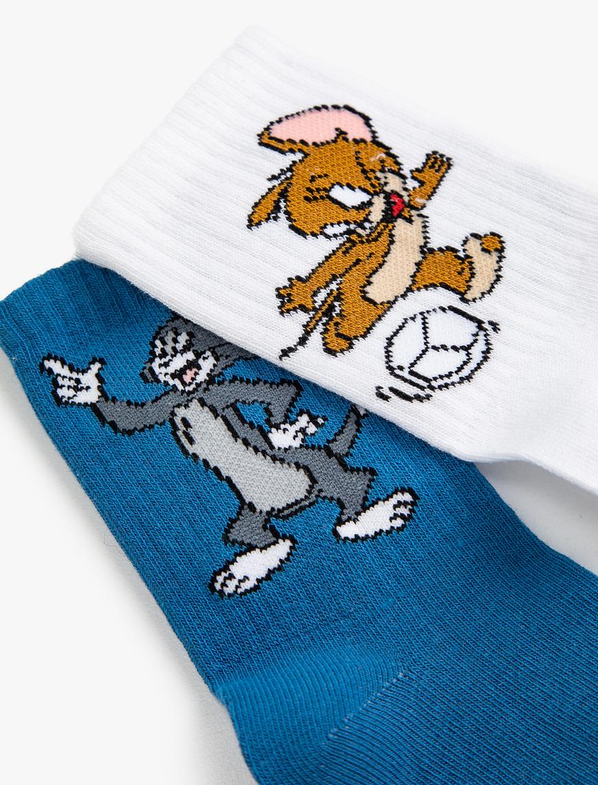  Erkek Çocuk 2'li Tom ve Jerry Baskılı Çorap Seti Lisanslı