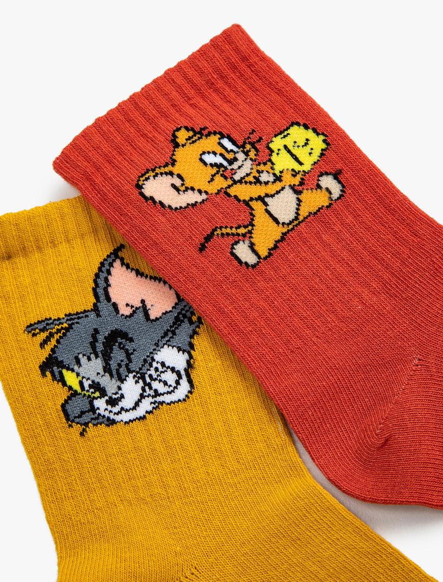  Erkek Çocuk 2'li Tom ve Jerry Baskılı Çorap Seti Lisanslı