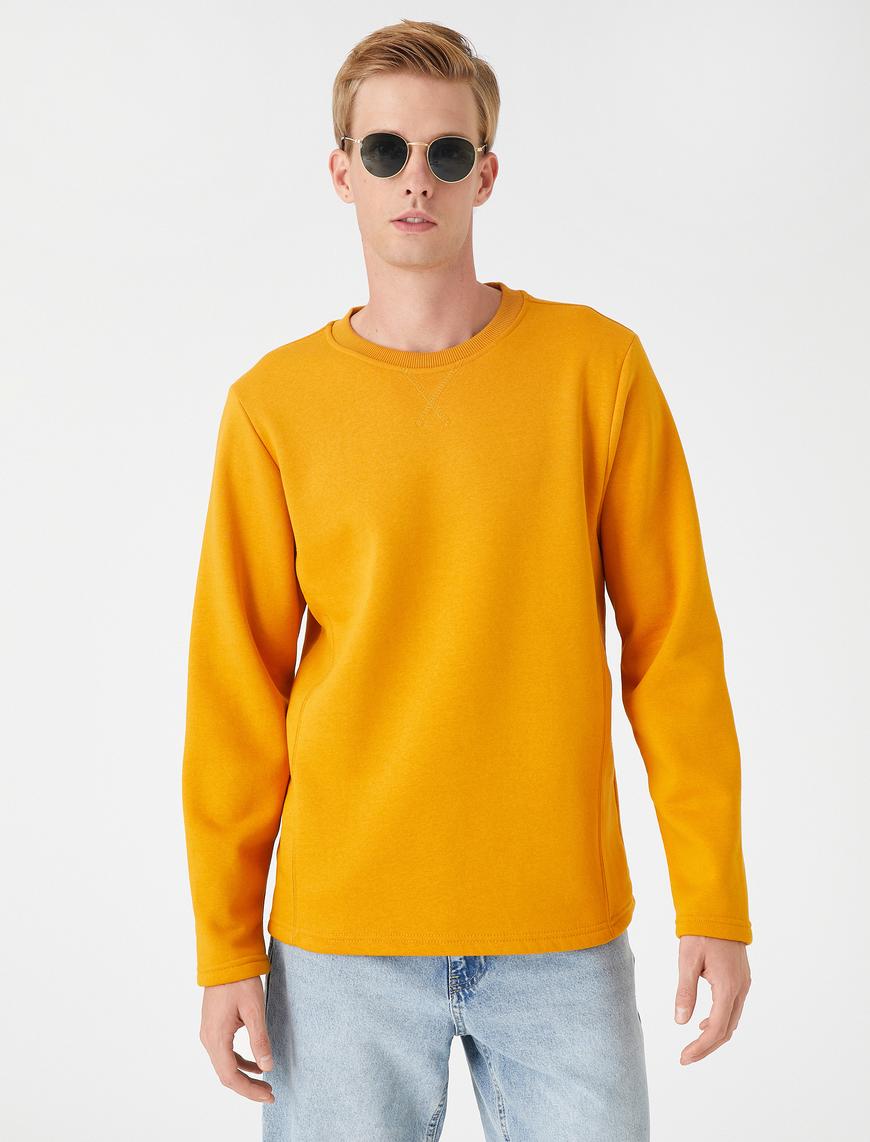   Basic Sweatshirt Şardonlu Bisiklet Yaka