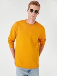 Basic Sweatshirt Şardonlu Bisiklet Yaka