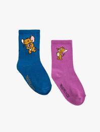 2'li Tom ve Jerry Baskılı Çorap Seti Lisanslı