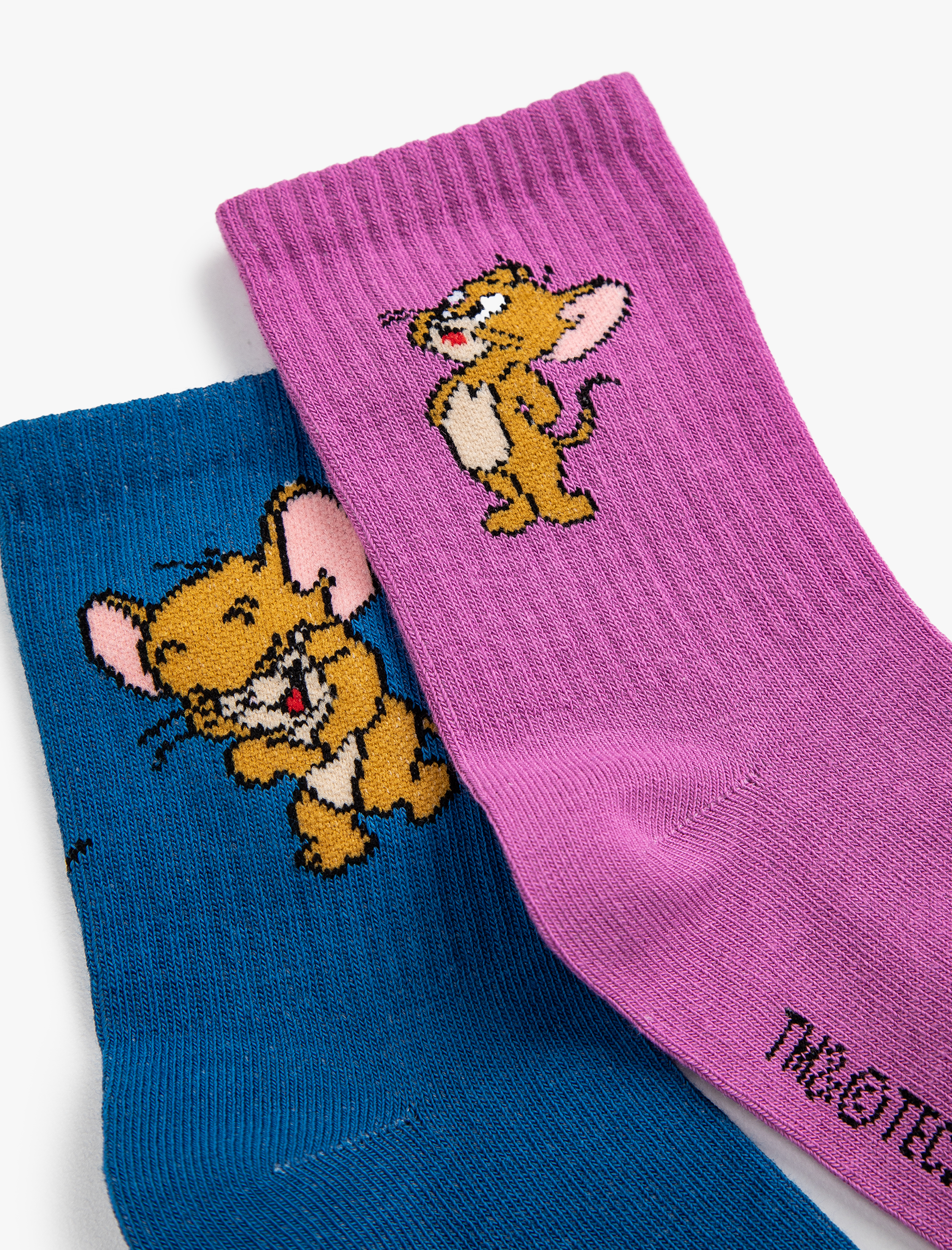  Kız Çocuk 2'li Tom ve Jerry Baskılı Çorap Seti Lisanslı