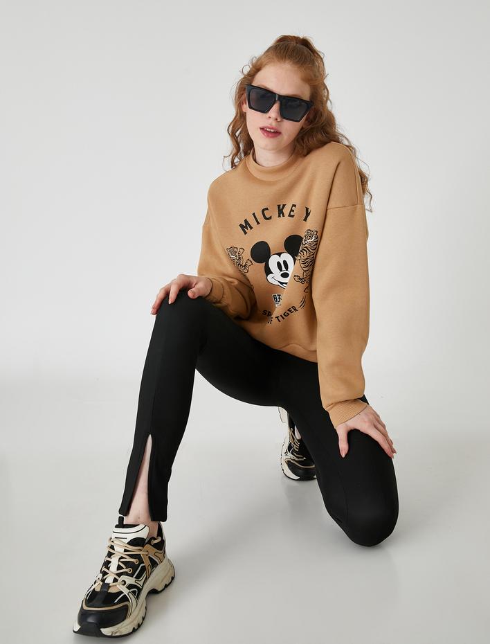  Yırtmaç Detaylı Tayt Nervürlü