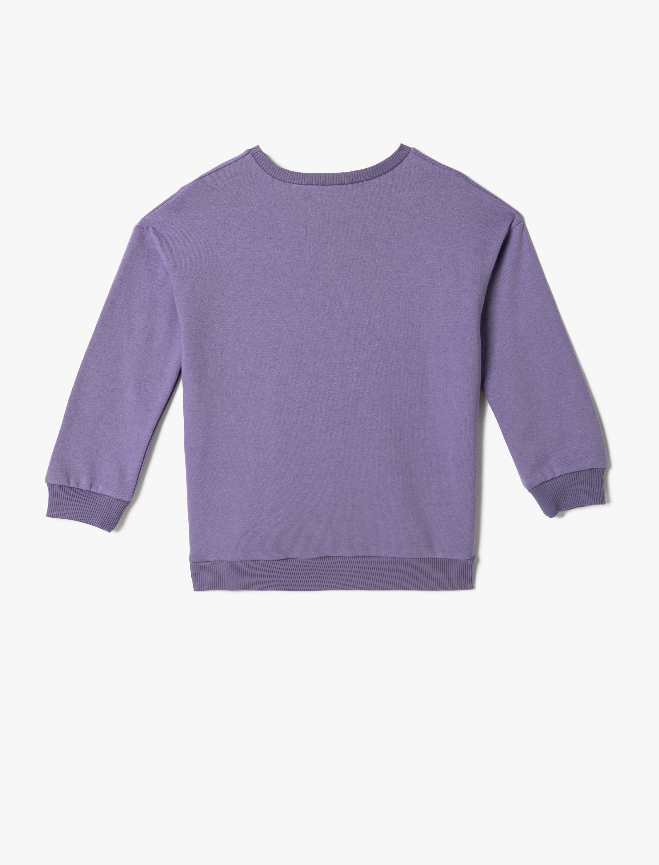  Kız Çocuk Işıltılı Baskılı Sweatshirt Bisiklet Yaka
