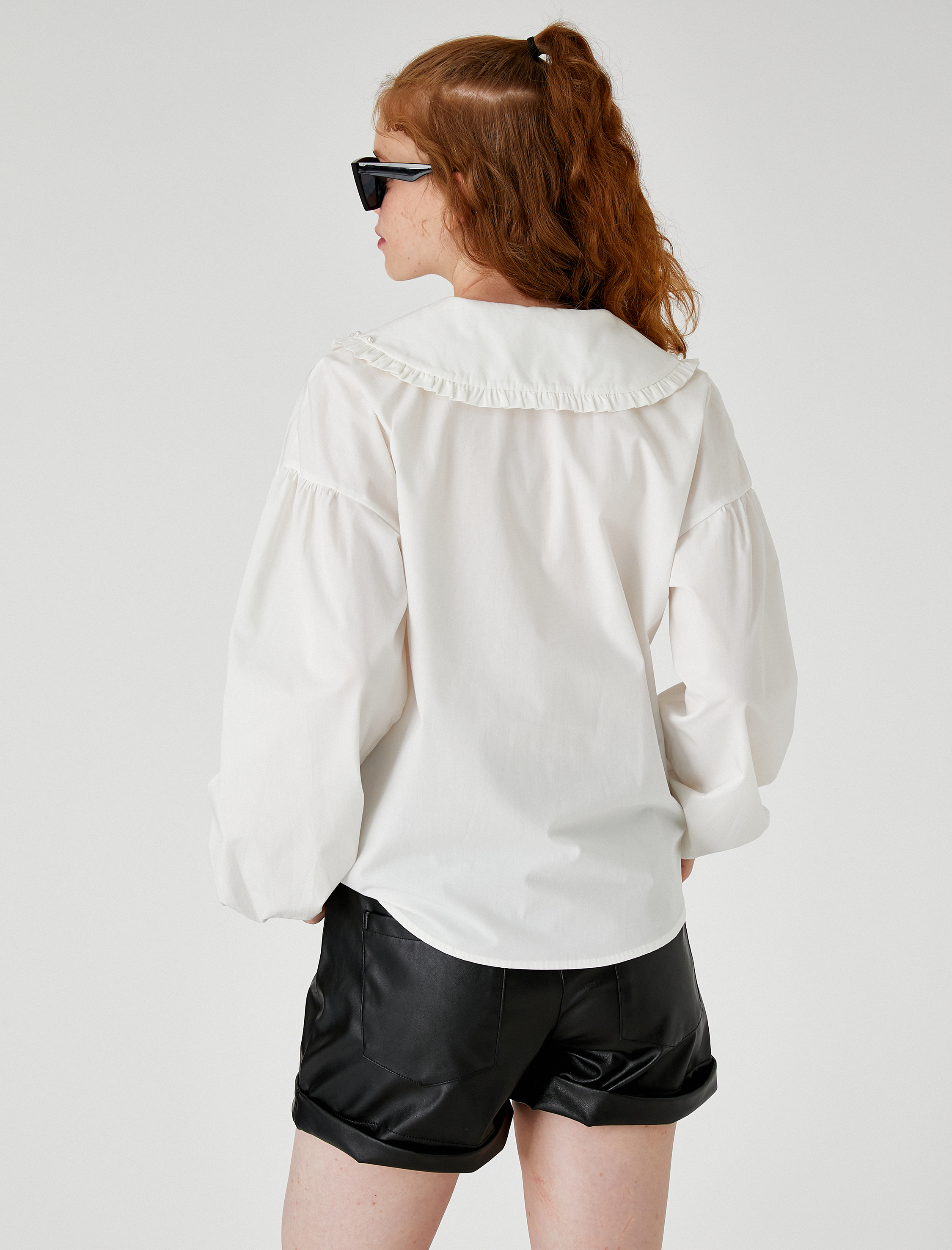   Yakası Taşlı Gömlek Uzun Kollu