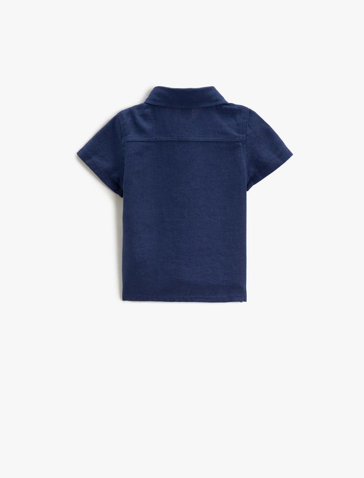 Erkek Bebek Keten Karışımlı Kısa Kollu Gömlek