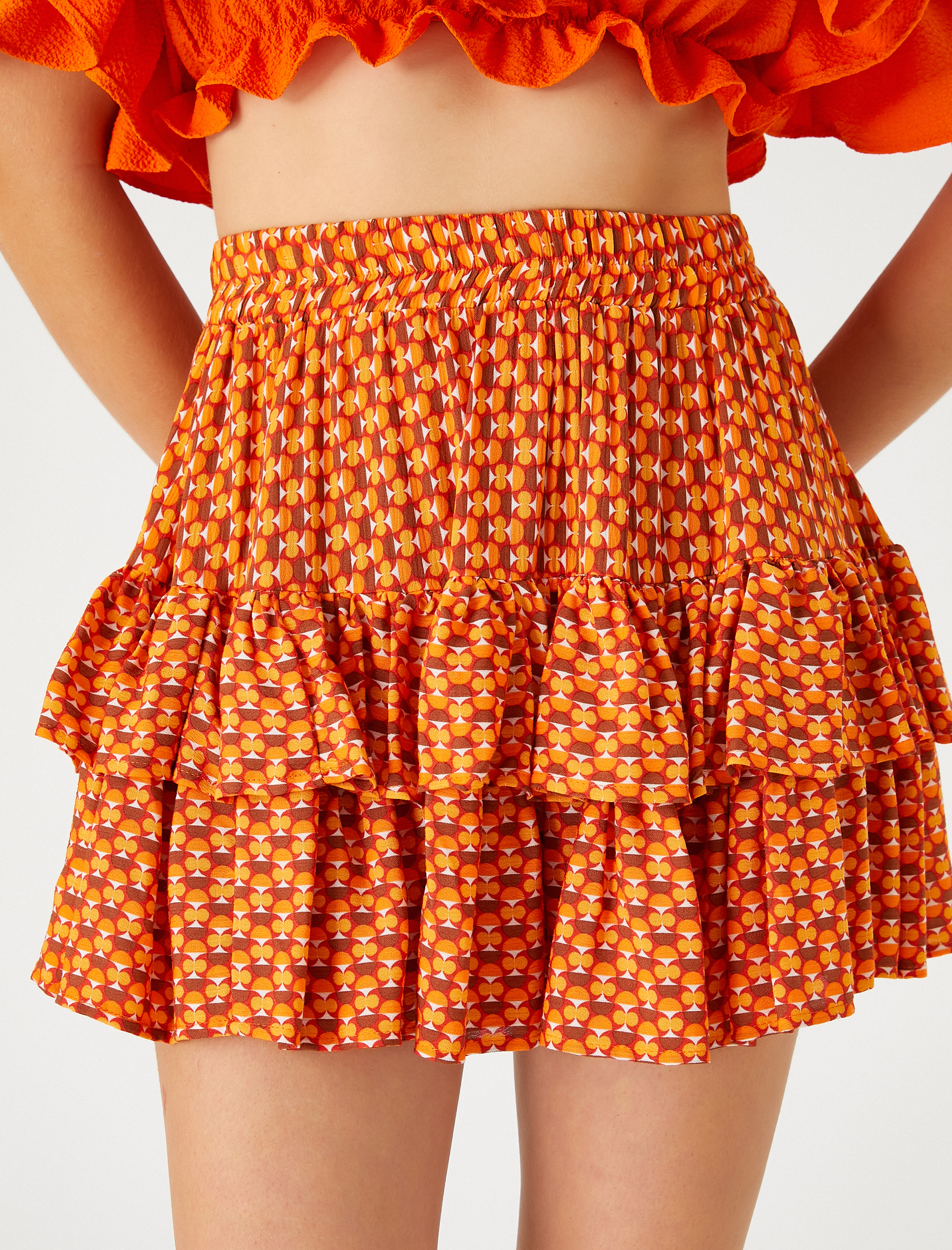   Mini Katlı Etek Beli Lastikli