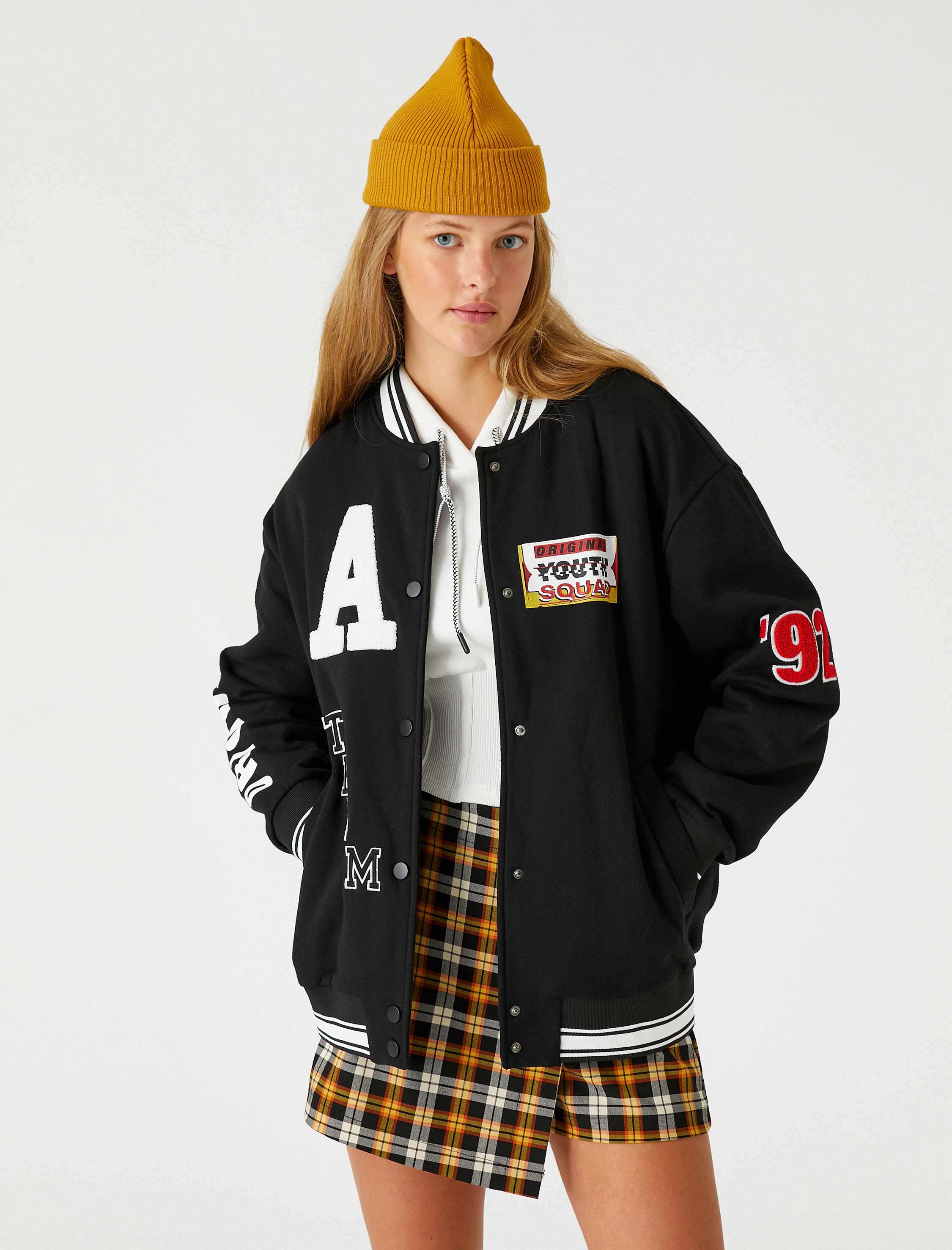   Oversize Pilot Ceket İşlemeli İçi Polarlı