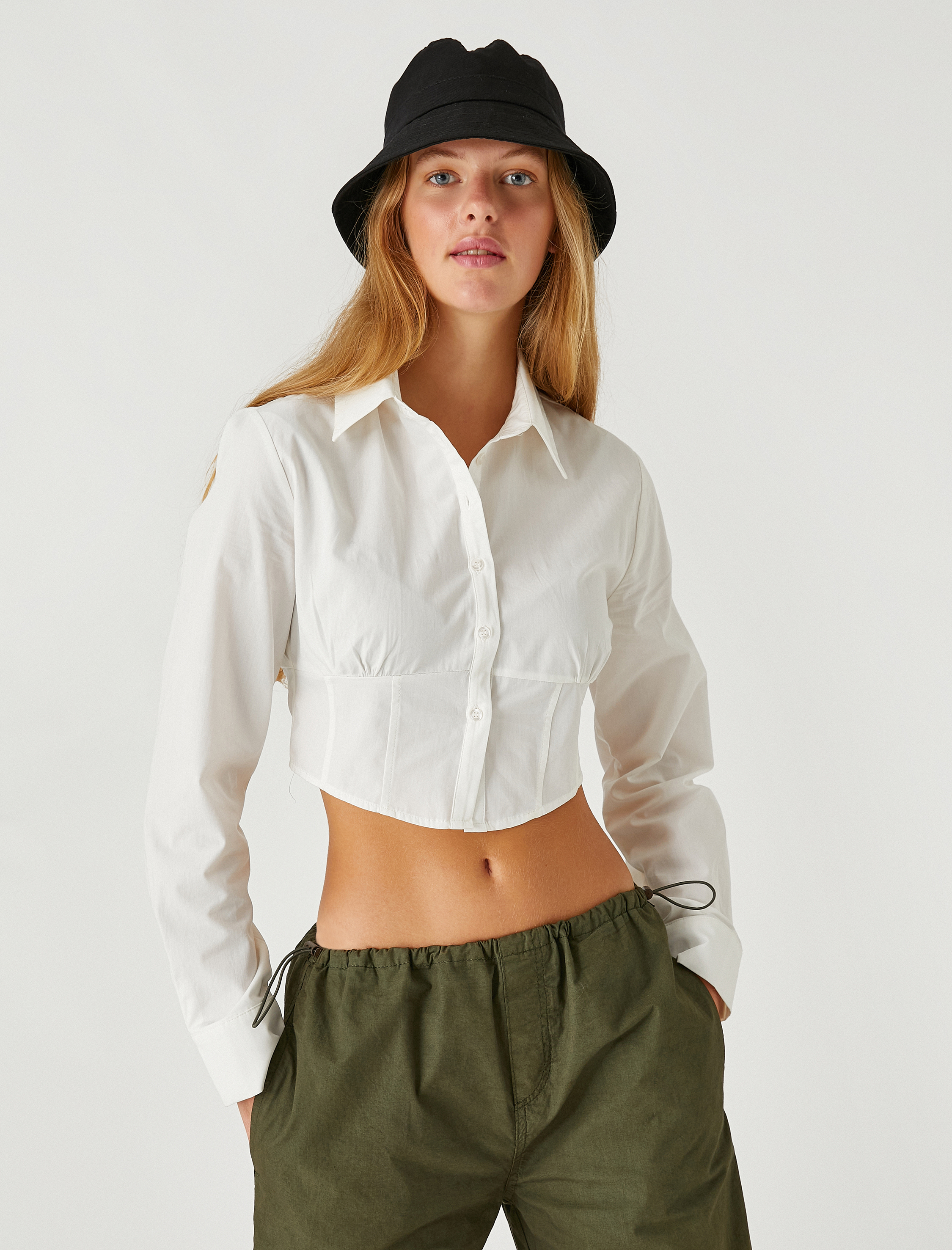   Crop Gömlek Beli Korsajlı