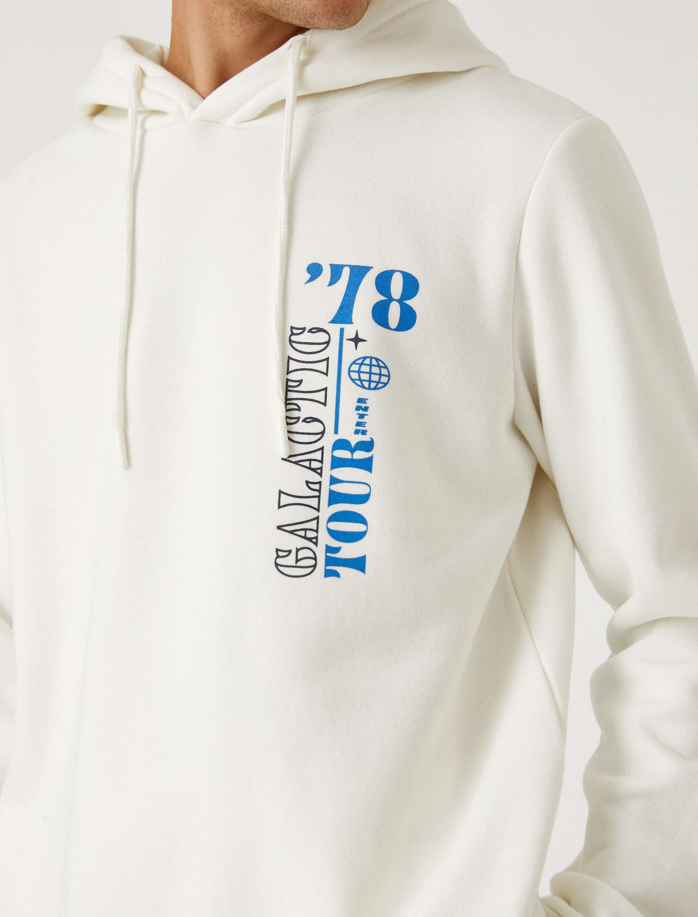   Kapşonlu Sweatshirt Şardonlu Uzay Baskılı Uzun Kollu