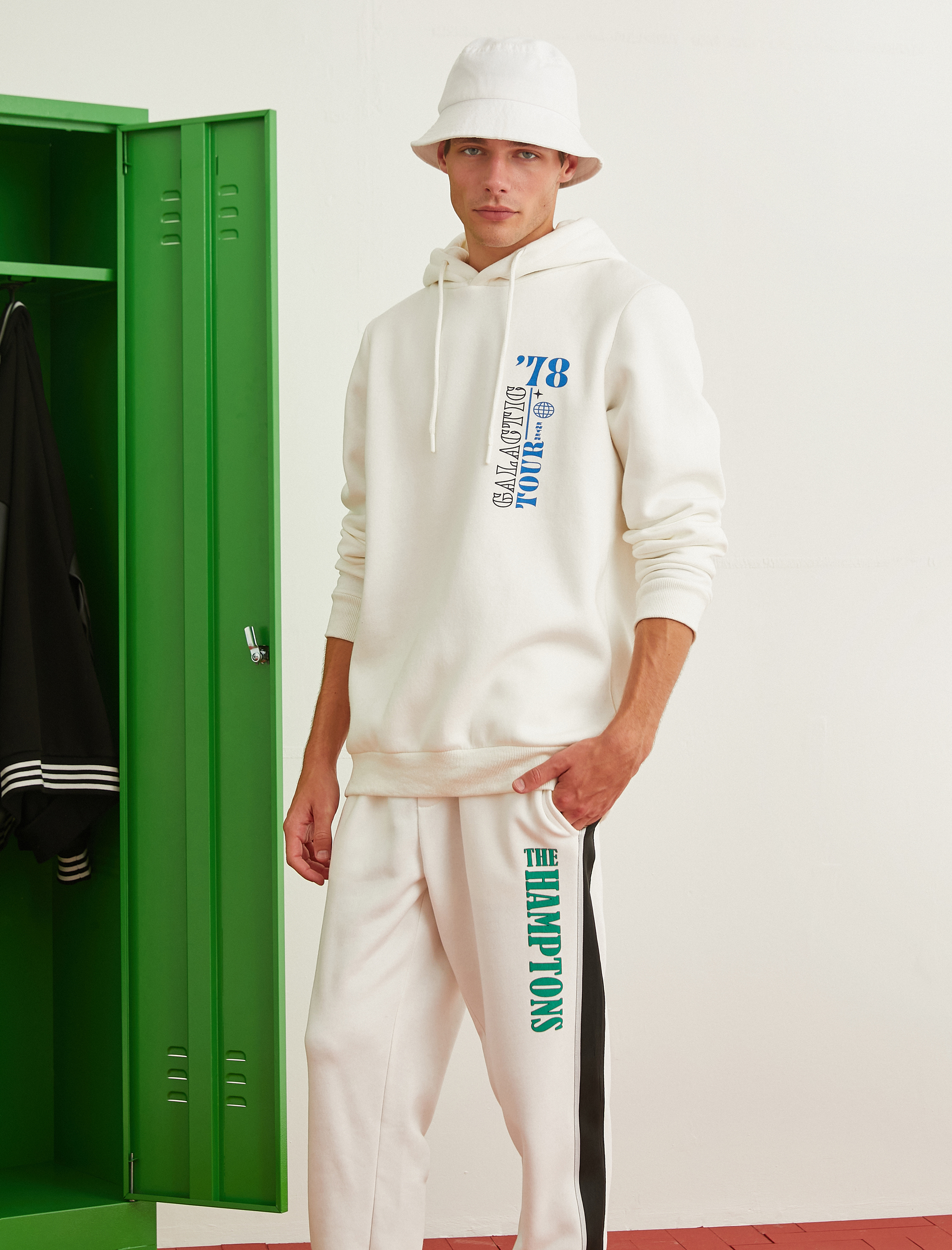   Kapşonlu Sweatshirt Şardonlu Uzay Baskılı Uzun Kollu