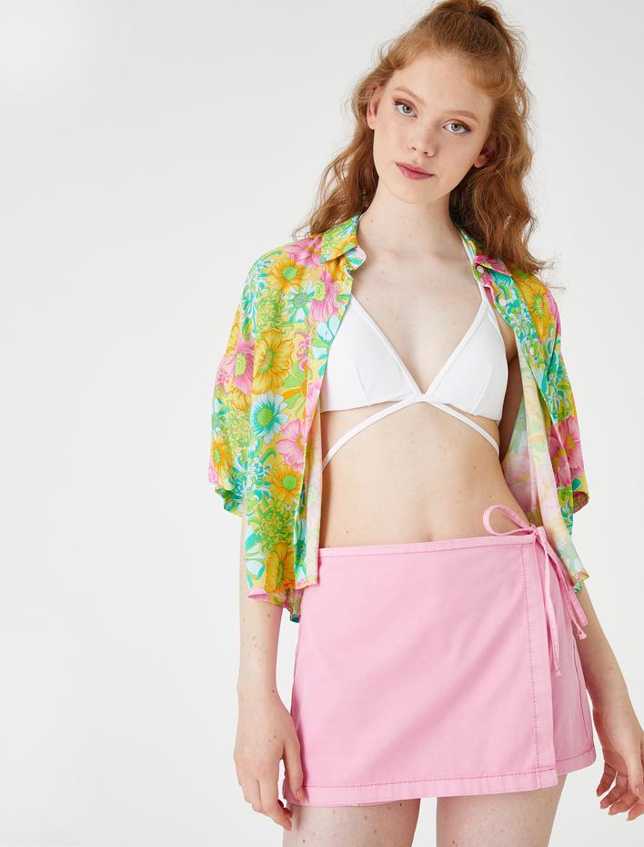  Pamuklu Şort Etek Bağlama Detaylı