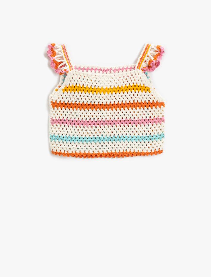 Kız Bebek Crop Kroşe Üst