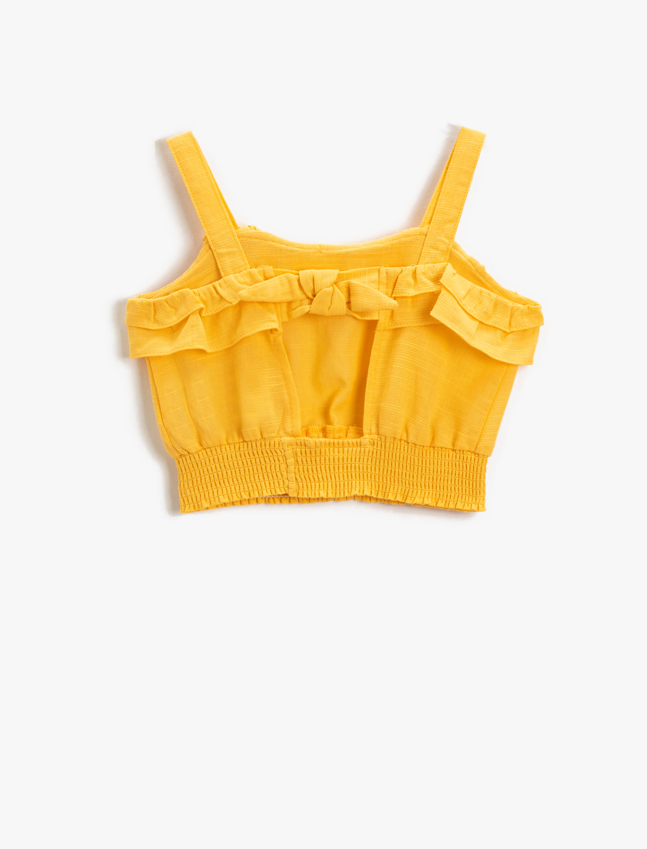  Kız Çocuk Crop Üst Fırfırlı Askılı Pamuklu