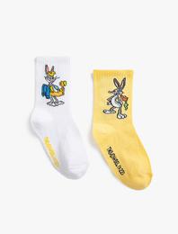 2'li Bugs Bunny Baskılı Çorap Seti Lisanslı