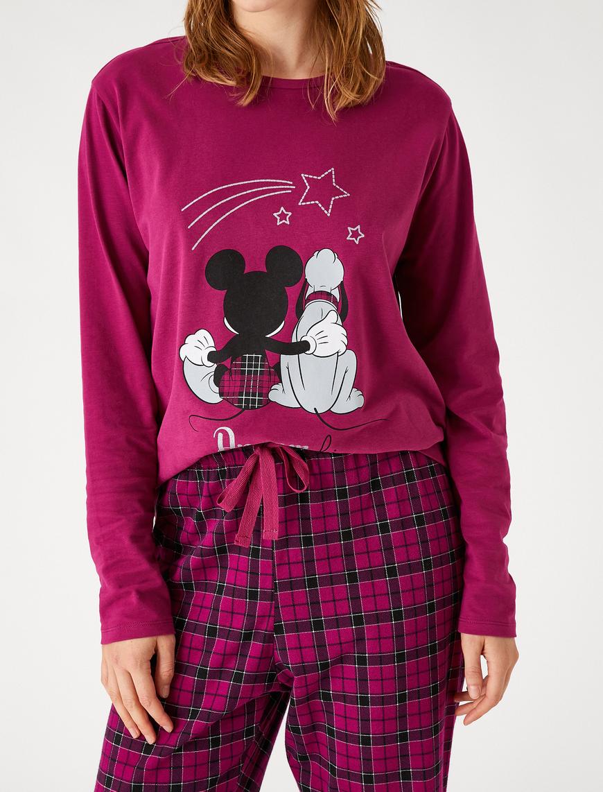   Mickey Mouse Baskılı Pijama Takımı Disney Lisanslı Yumuşak Dokulu