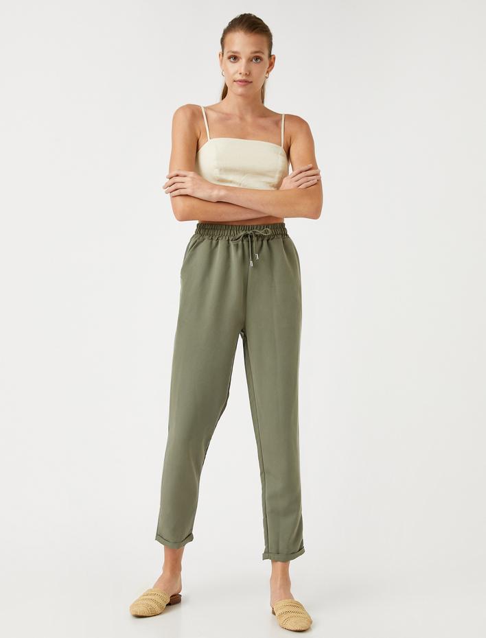  Beli Bağlamalı Havuç Pantolon Modal Karışımlı