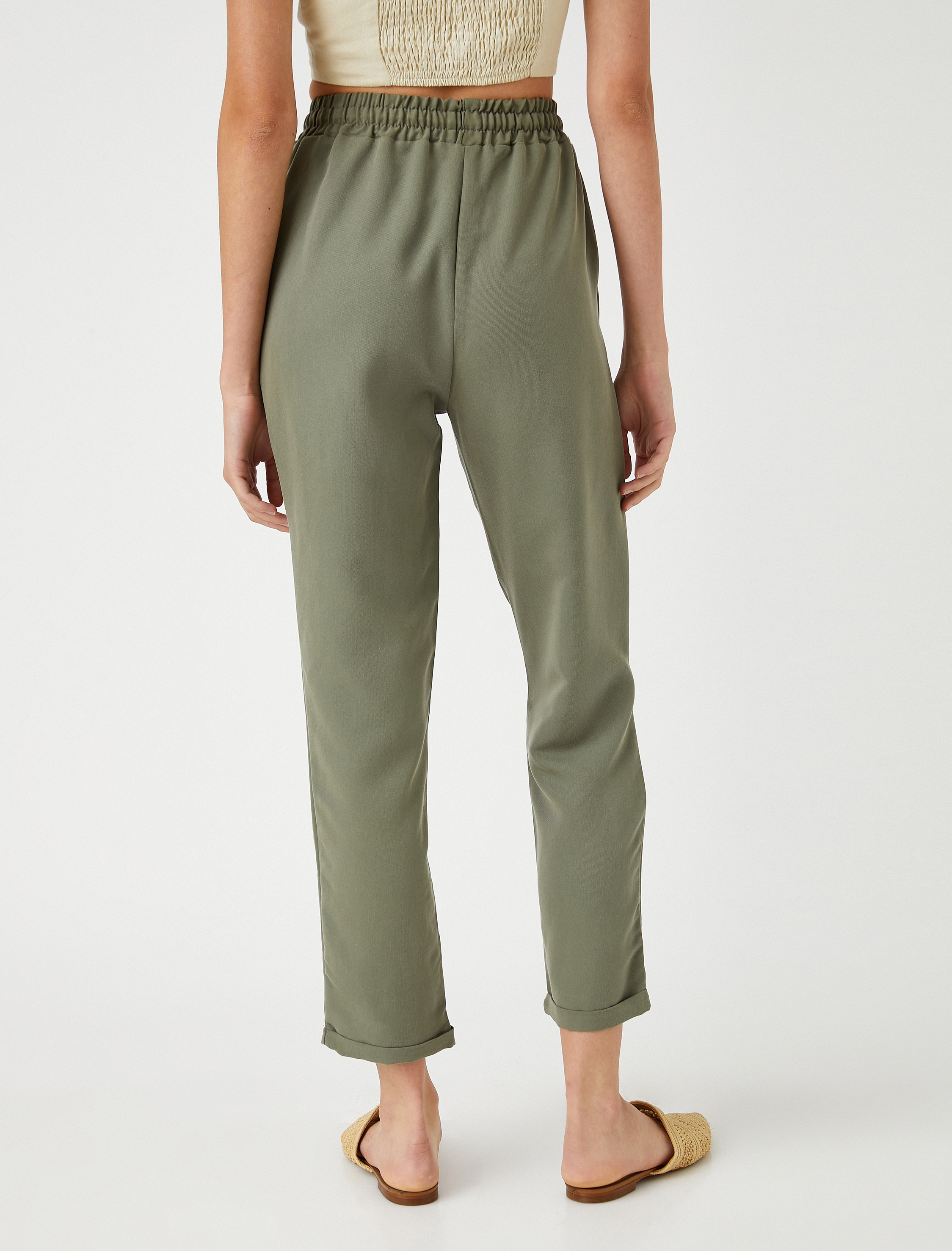   Beli Bağlamalı Havuç Pantolon Modal Karışımlı