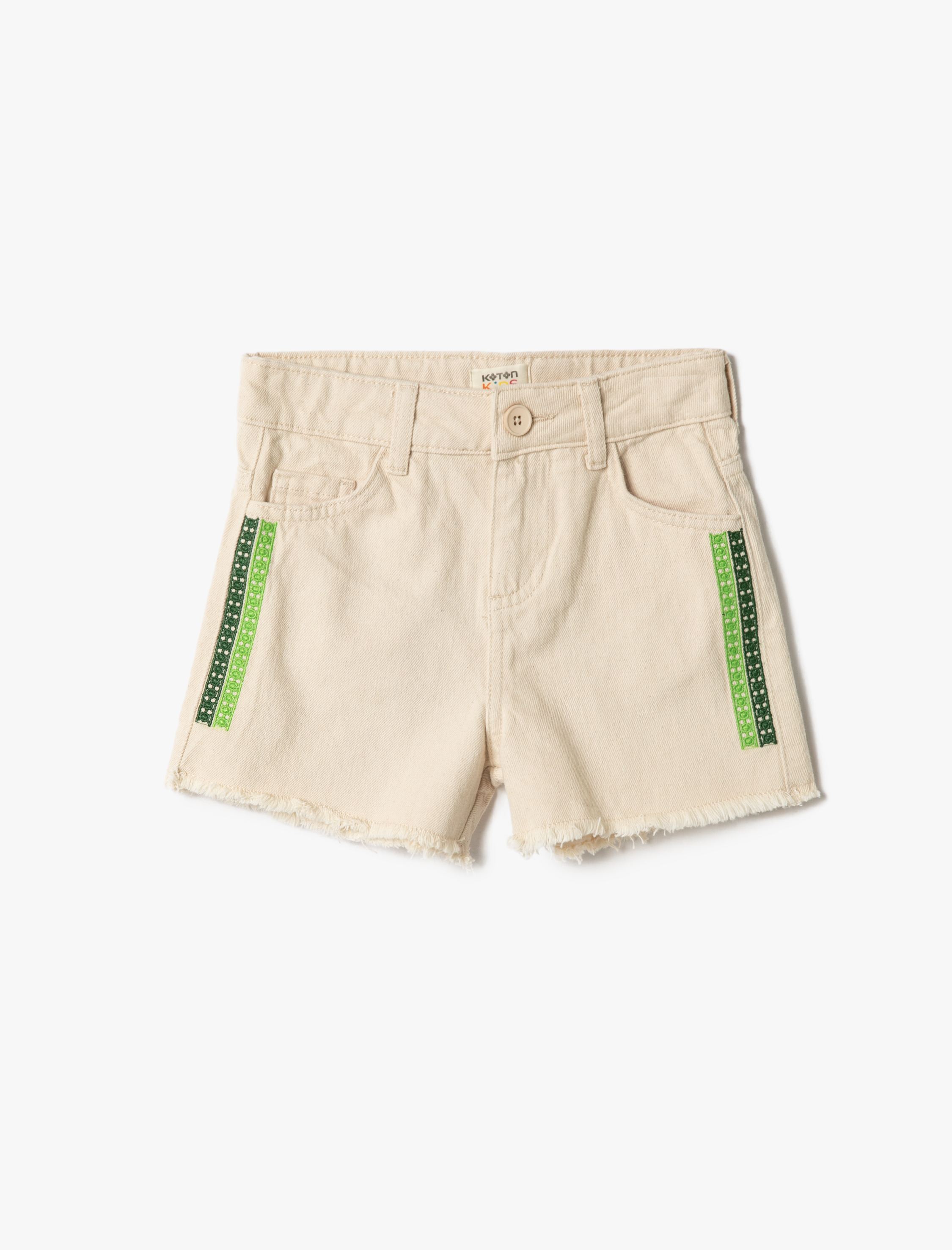  Kız Çocuk Gabardin Şort Pamuklu İşleme Detaylı
