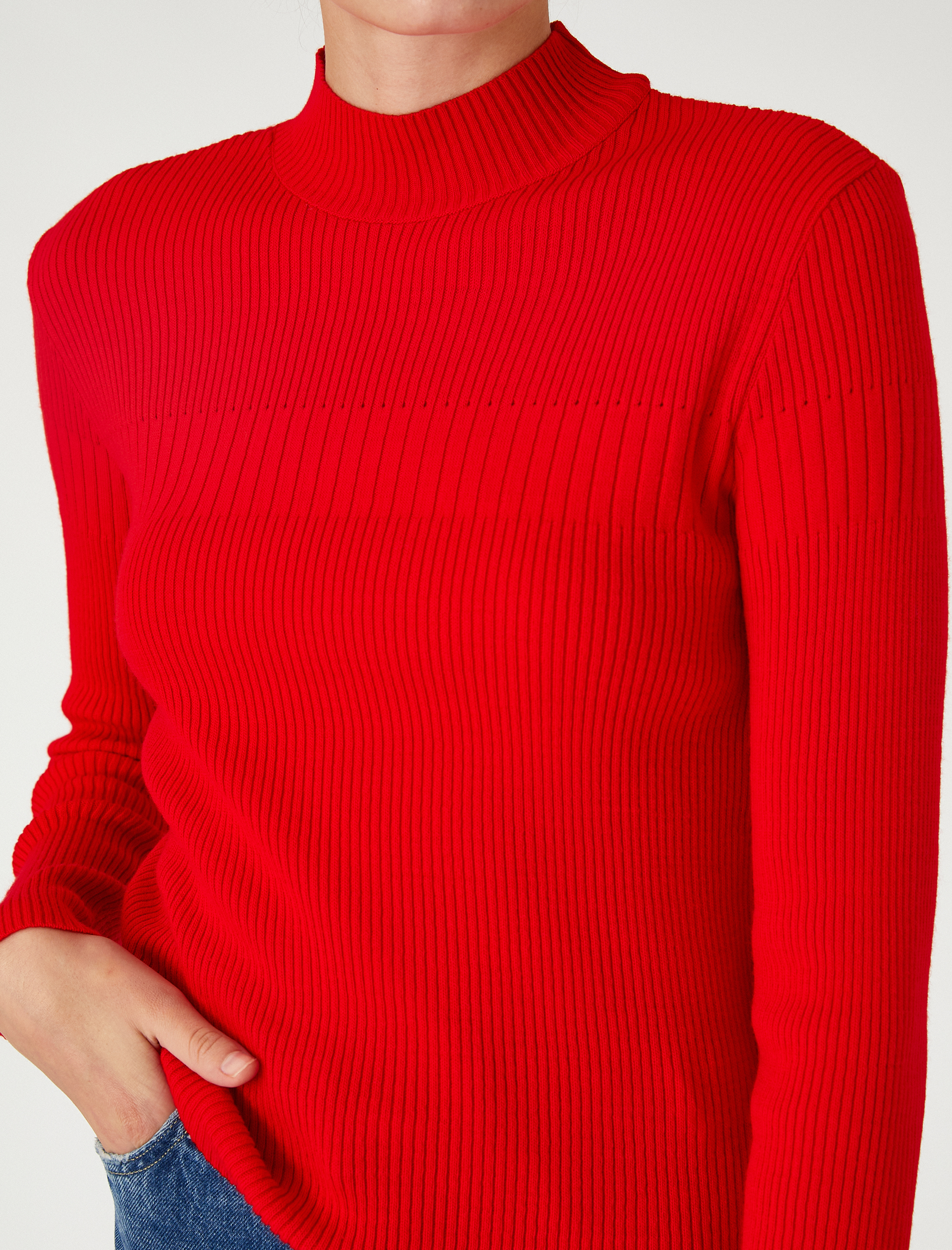   Boğazlı Triko Kazak Ribanalı Kaşmir Dokulu