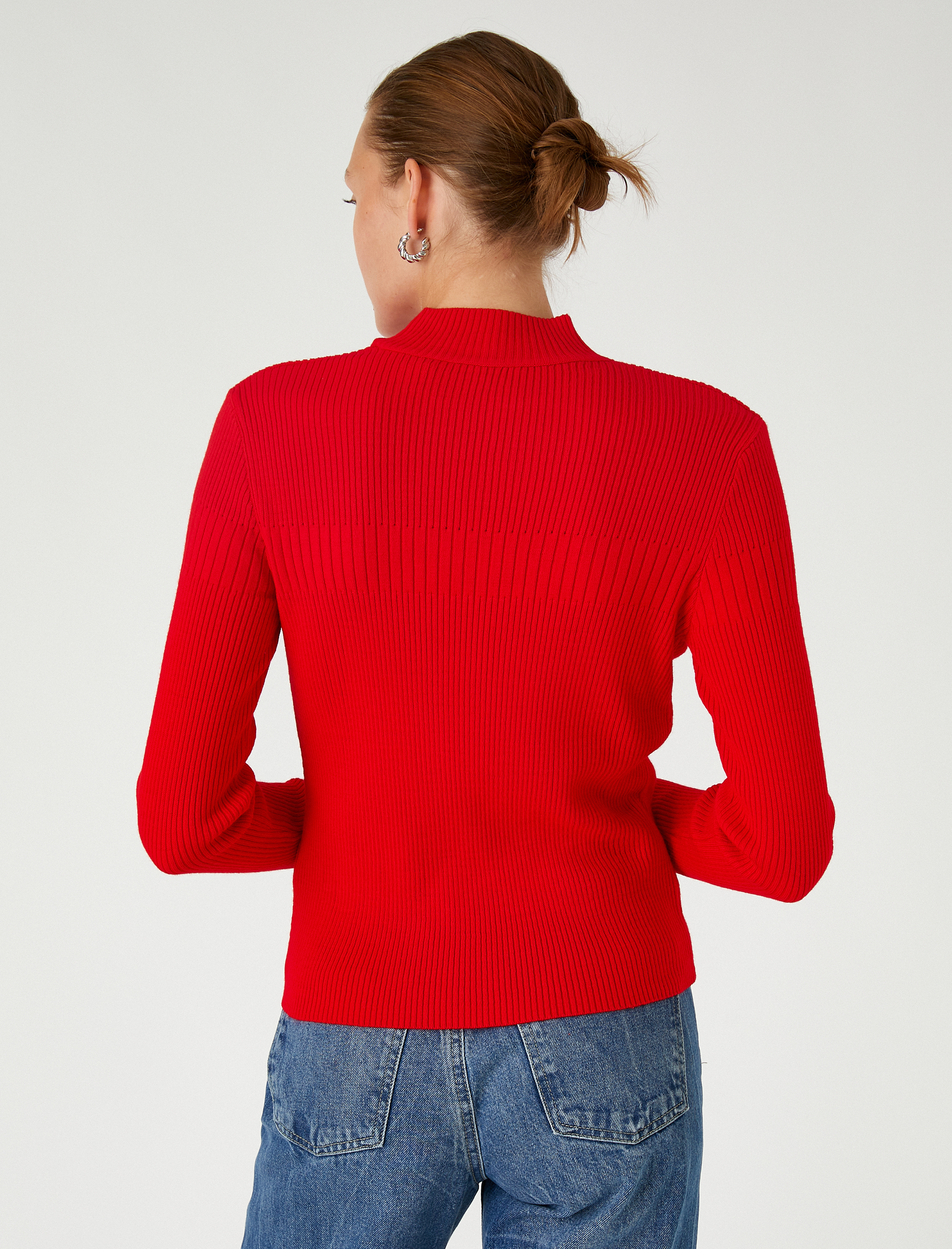   Boğazlı Triko Kazak Ribanalı Kaşmir Dokulu