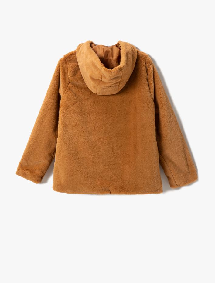 Kız Çocuk Peluş Mont Kapüşonlu
