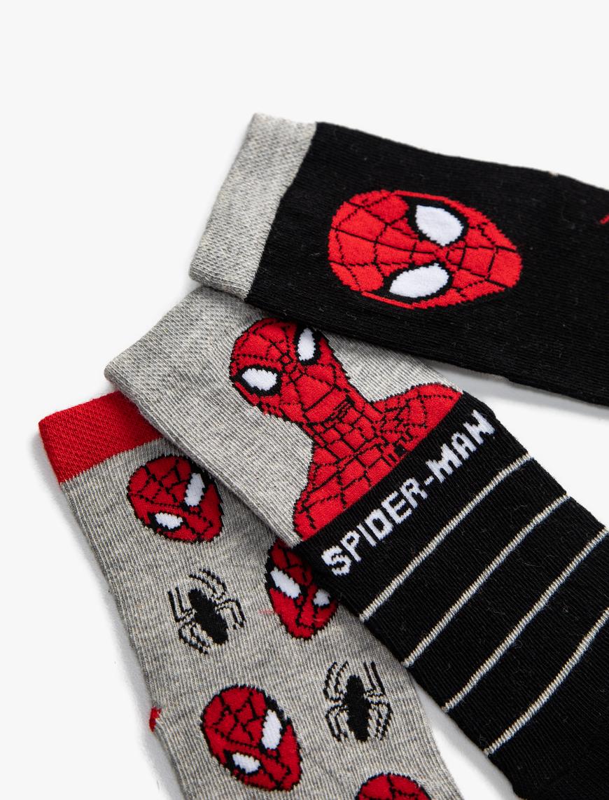  Erkek Çocuk 3'lü Spider Man Baskılı Çorap Seti Lisanslı