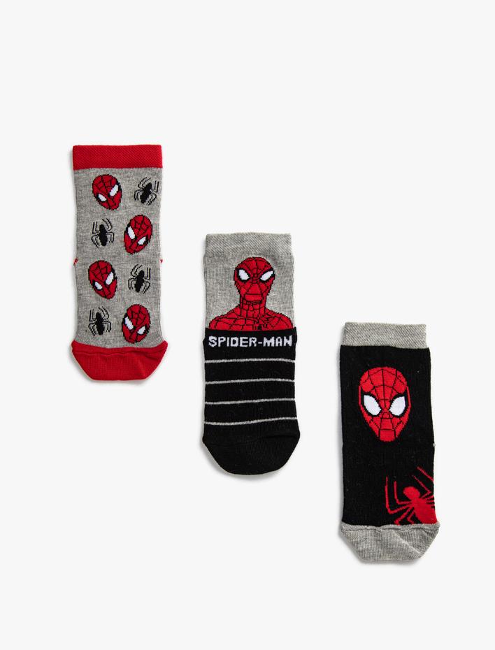 Erkek Çocuk 3'lü Spider Man Baskılı Çorap Seti Lisanslı