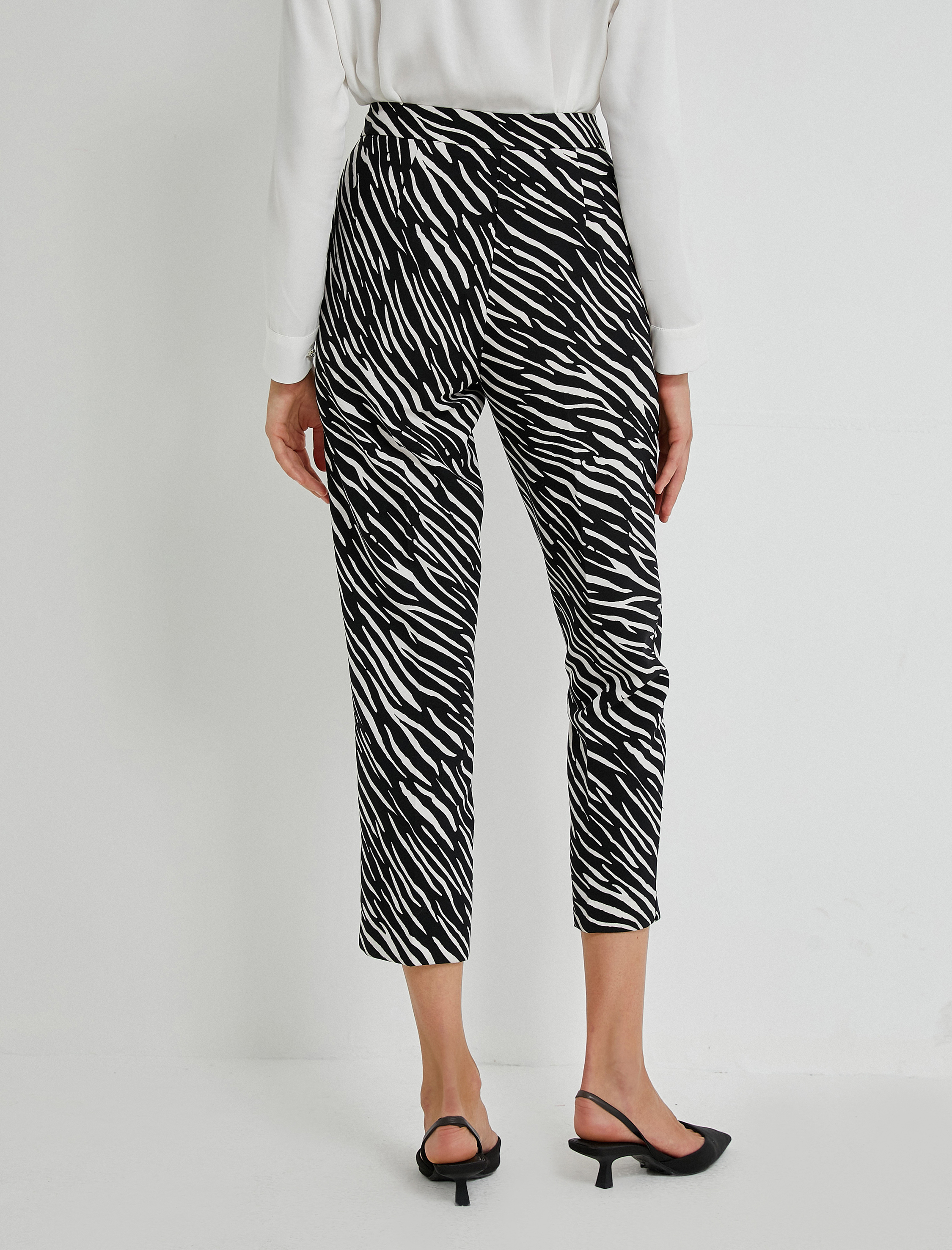 Zebra Desenli Crop Pantolon