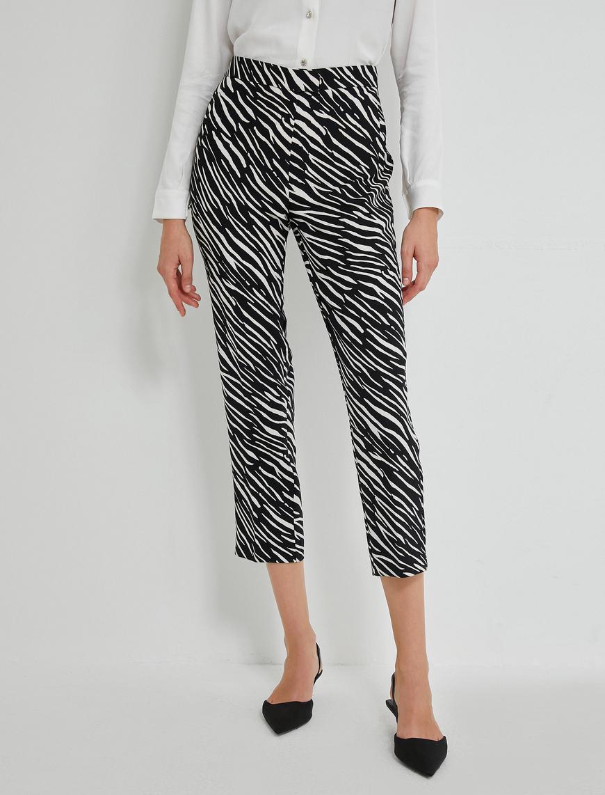   Zebra Desenli Crop Pantolon