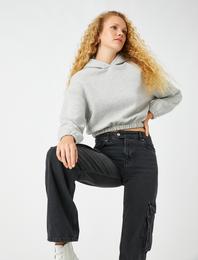 Crop Kapüşonlu Sweatshirt