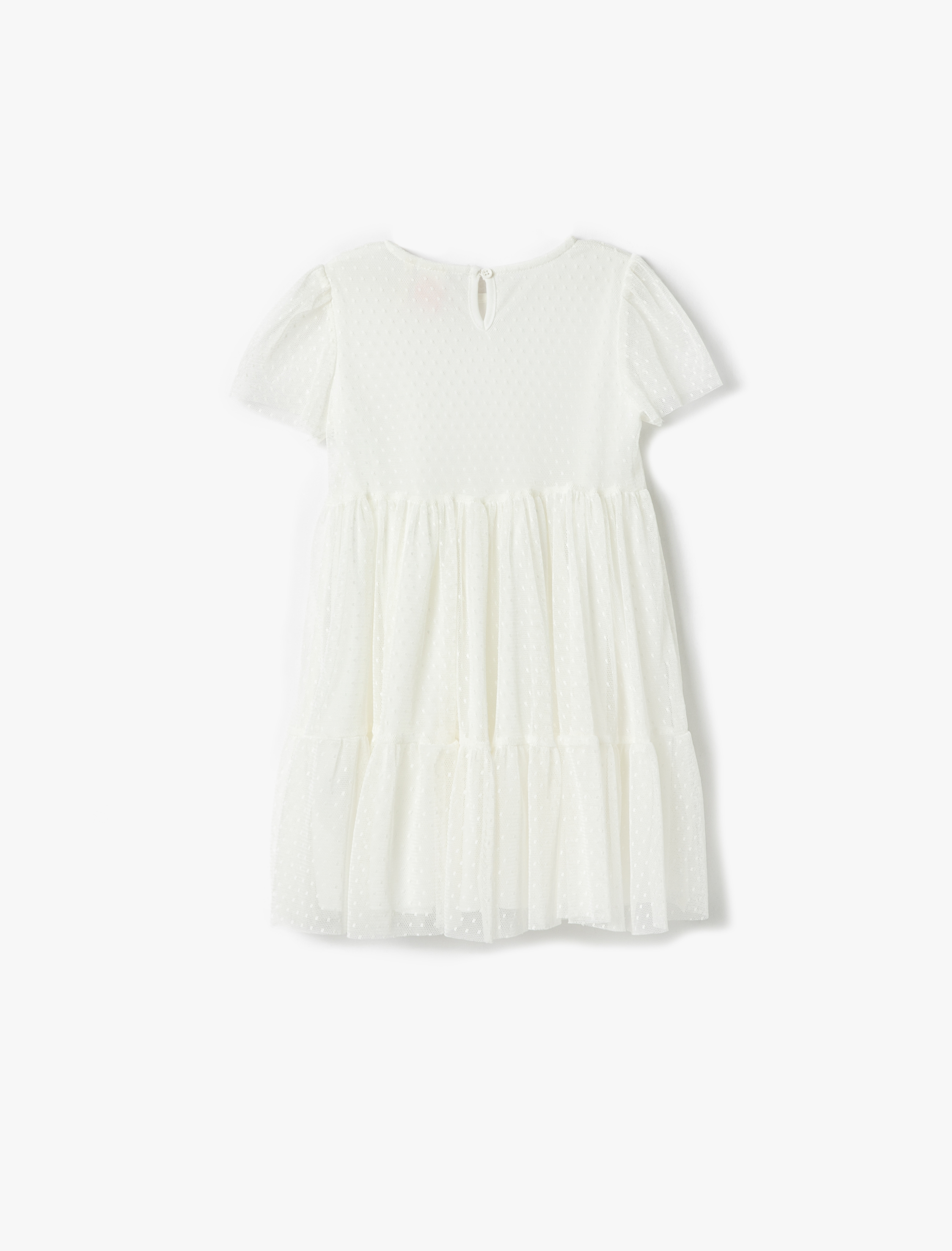  Kız Bebek Elbise Tül Kısa Kollu Bisiklet Yaka