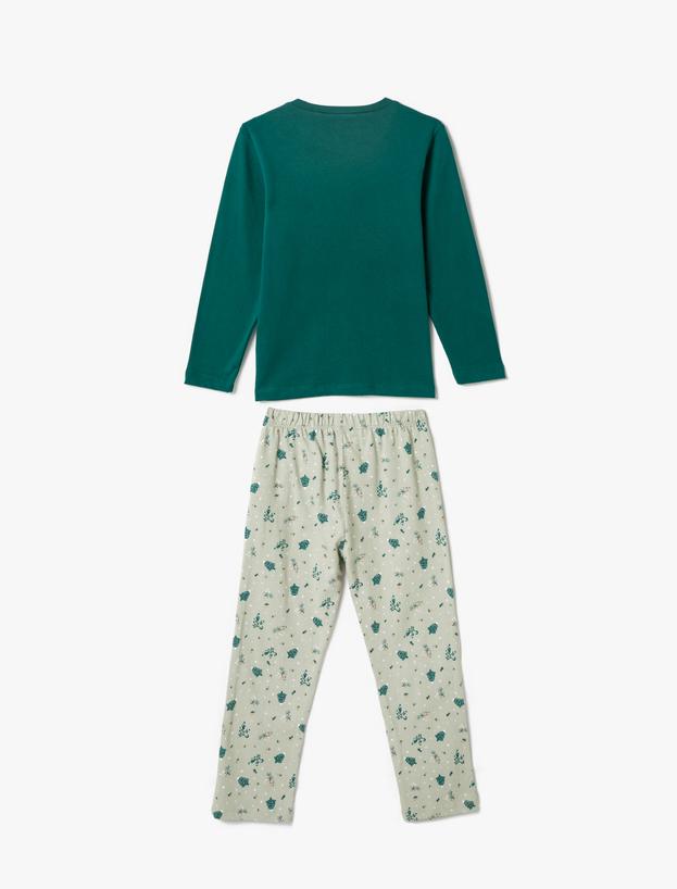  Kız Çocuk Yılbaşı Temalı Baskılı Pijama Takımı