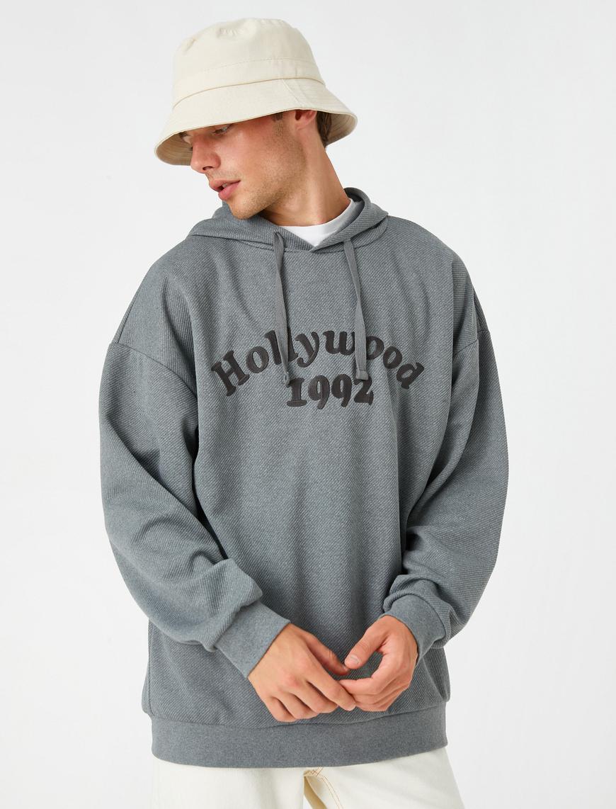   Oversize Kapşonlu Sweatshirt Yazı Baskılı
